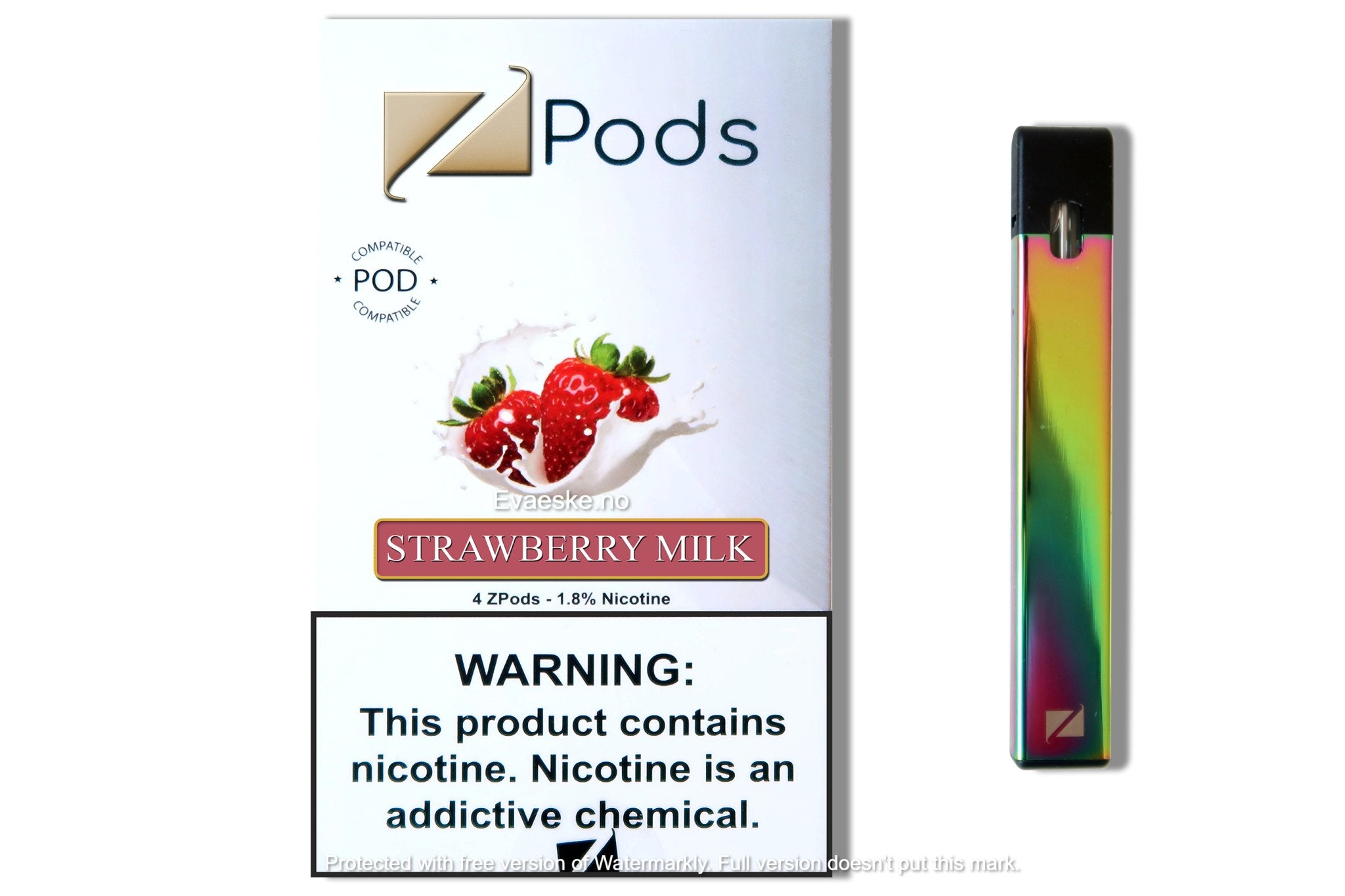 4 STK: ZIIP Pod Strawberry Milk - Evaeske